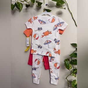 Carter's White and Orange Beach Print Pajama Set